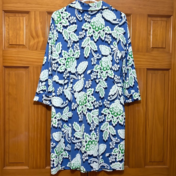 Talbots Blue and Green Floral Dress Size Large EUC - Picture 3 of 9